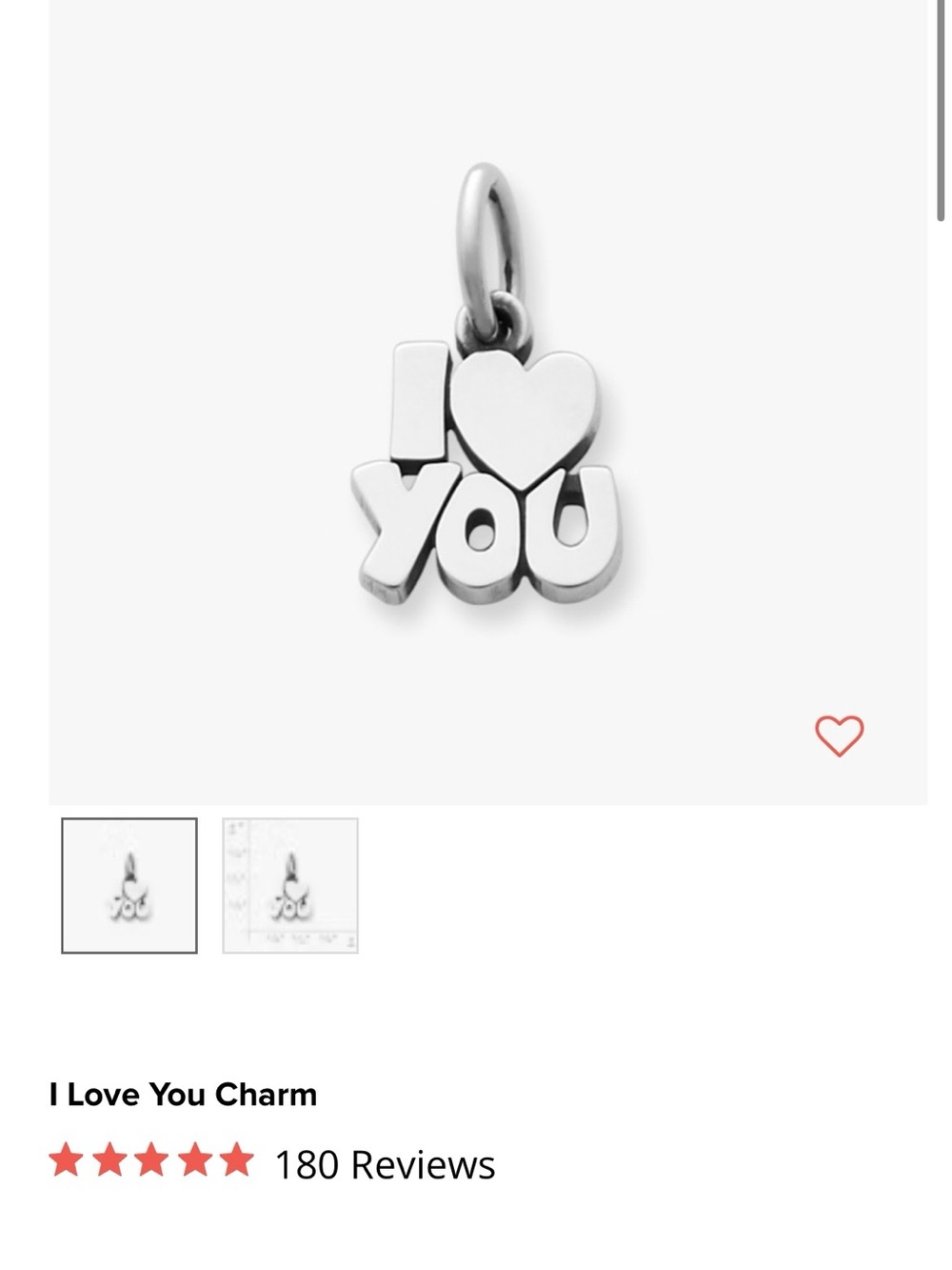 James Avery Silver "I Love You" Charm